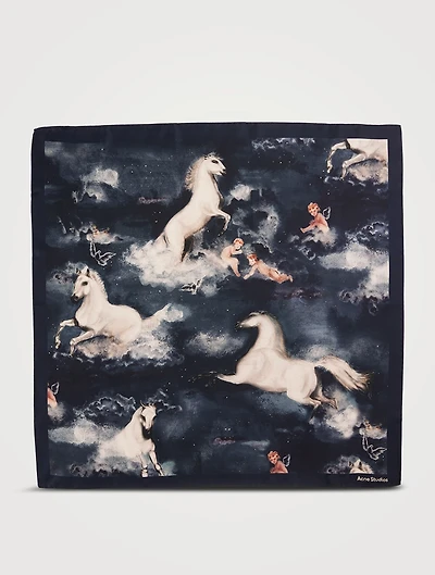 Silk Scarf In Horse Print