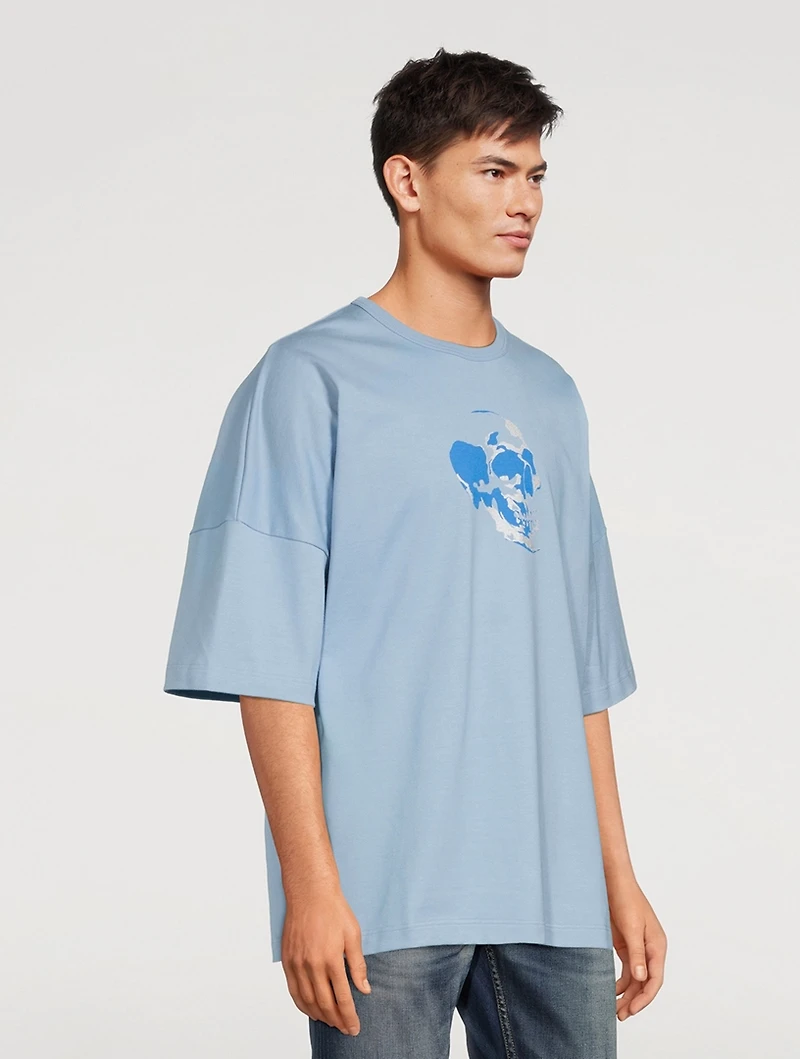Stencil Skull Cotton T-Shirt