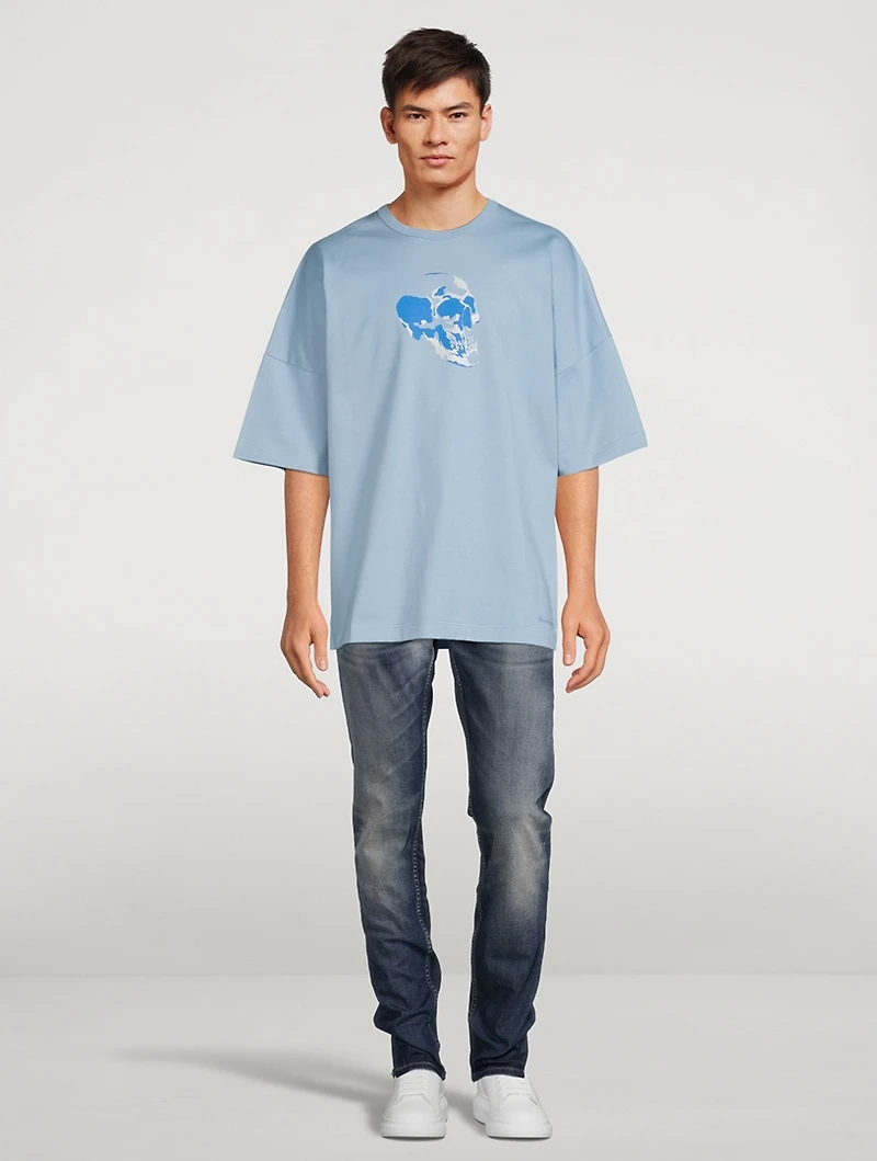 Stencil Skull Cotton T-Shirt