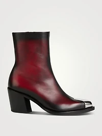 Punk Leather Western Ankle Boots