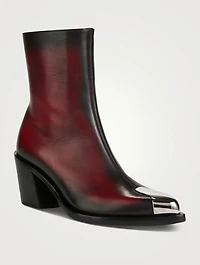 Punk Leather Western Ankle Boots