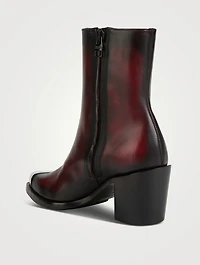 Punk Leather Western Ankle Boots