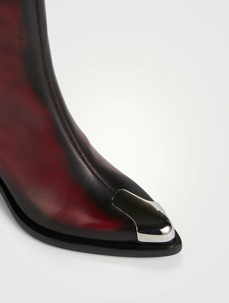 Punk Leather Western Ankle Boots