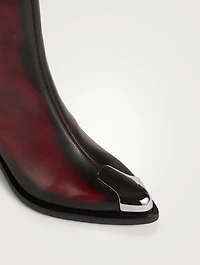 Punk Leather Western Ankle Boots