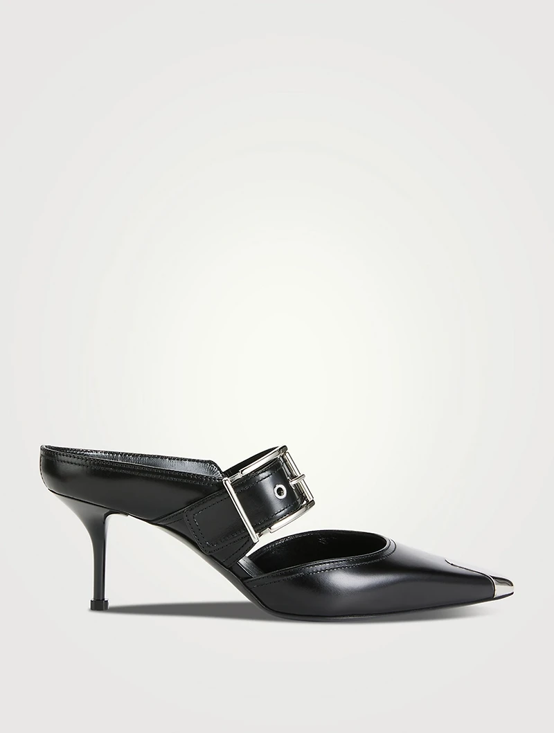 Punk Leather Mule Pumps