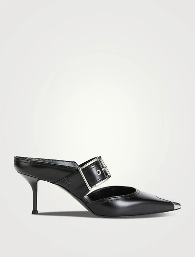 Punk Leather Mule Pumps