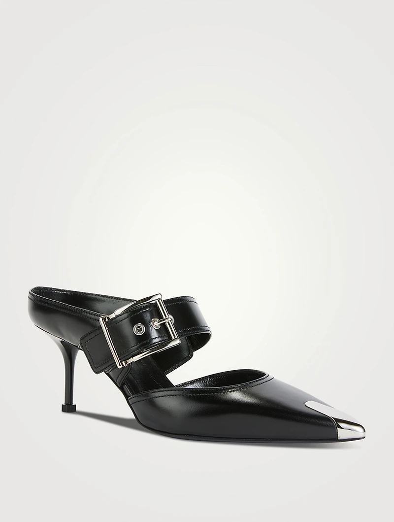 Punk Leather Mule Pumps