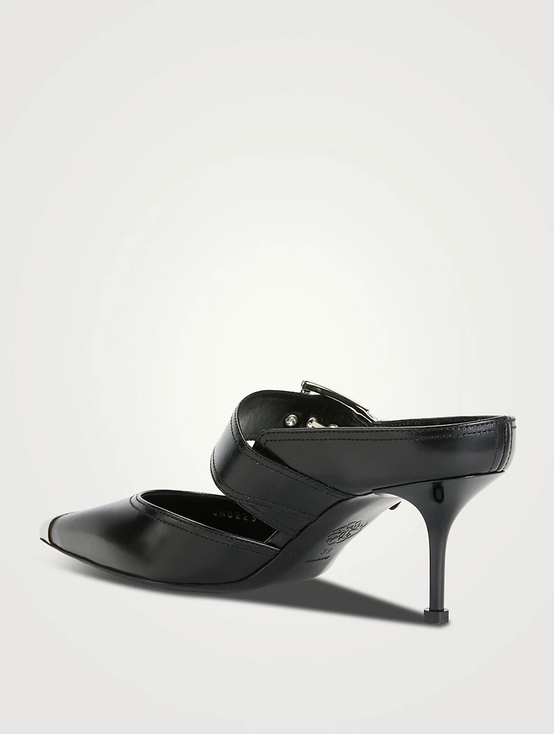 Punk Leather Mule Pumps