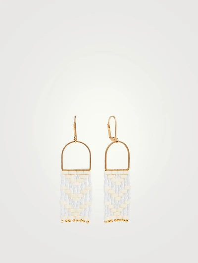 Beaded Michif Woven Dangler Earrings