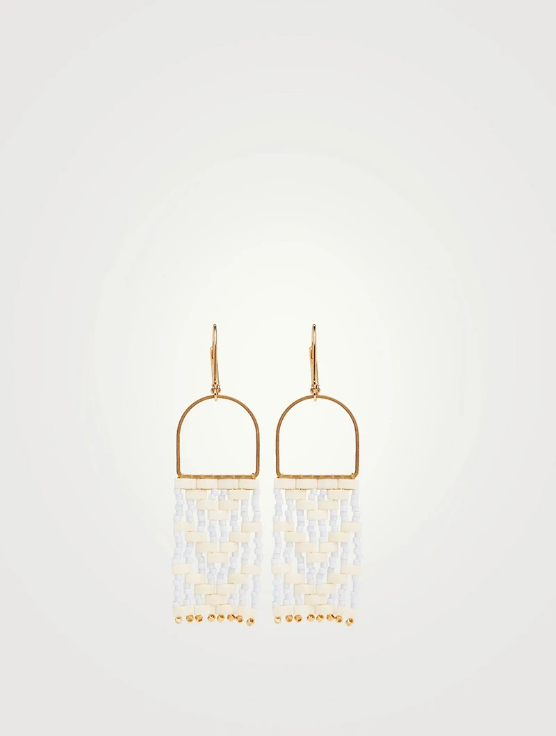 Beaded Michif Woven Dangler Earrings