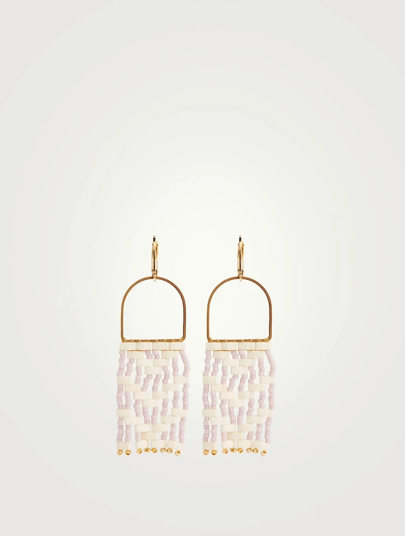 Beaded Michif Woven Dangler Earrings