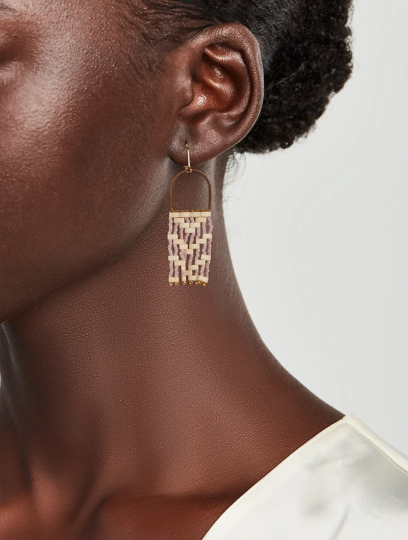 Beaded Michif Woven Dangler Earrings