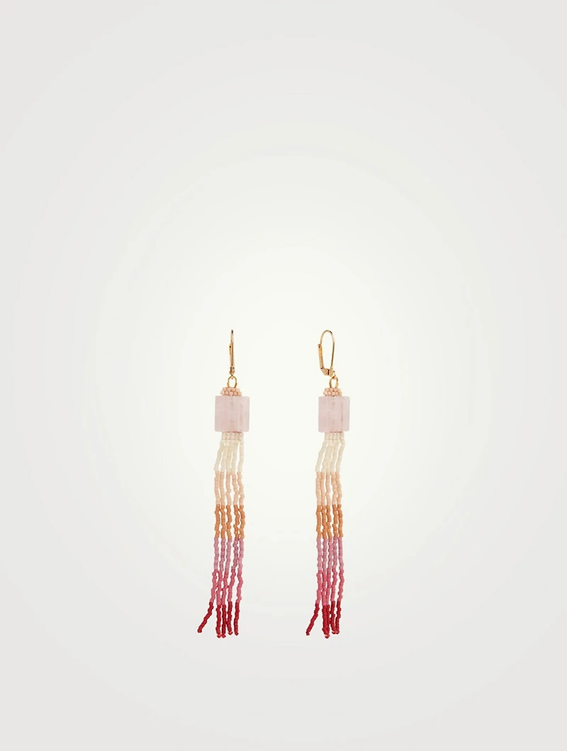 Colourblock Ombré Earrings With Rose Quartz