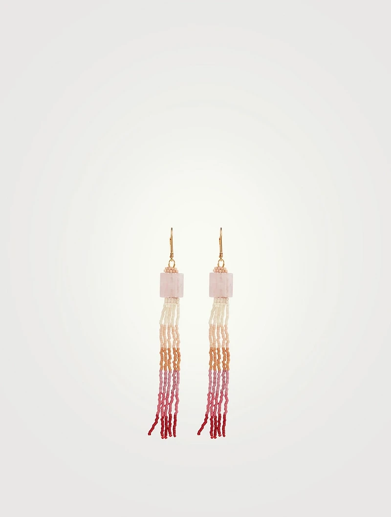 Colourblock Ombré Earrings With Rose Quartz