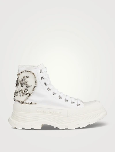 Tread Canvas High Top Boots With Crystal Embellishment