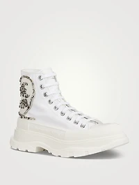 Tread Canvas High Top Boots With Crystal Embellishment