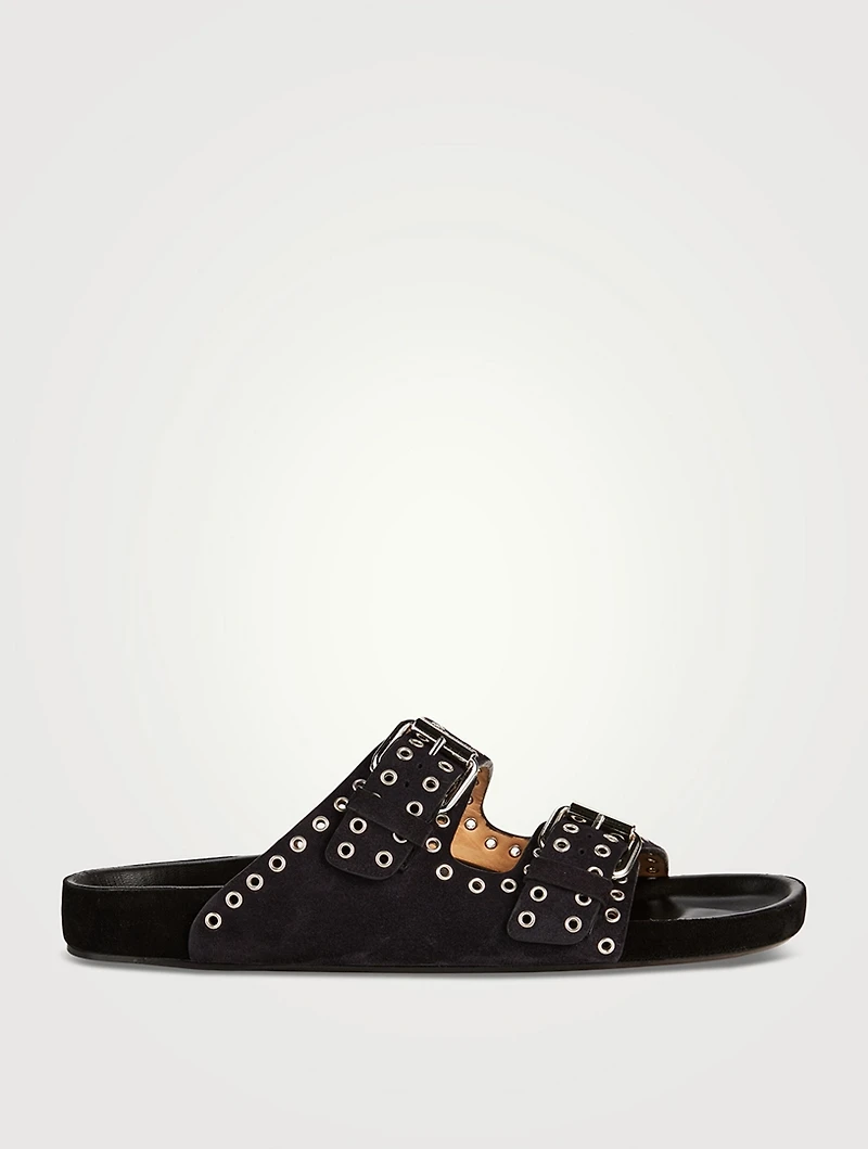 Lennyo Grommet Suede Slide Sandals