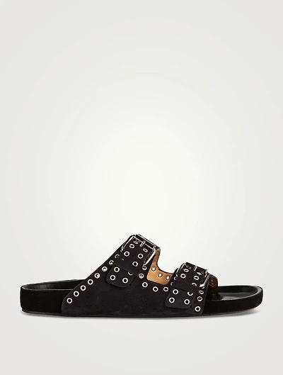 Lennyo Grommet Suede Slide Sandals