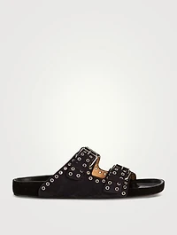 Lennyo Grommet Suede Slide Sandals