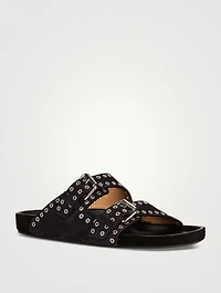 Lennyo Grommet Suede Slide Sandals