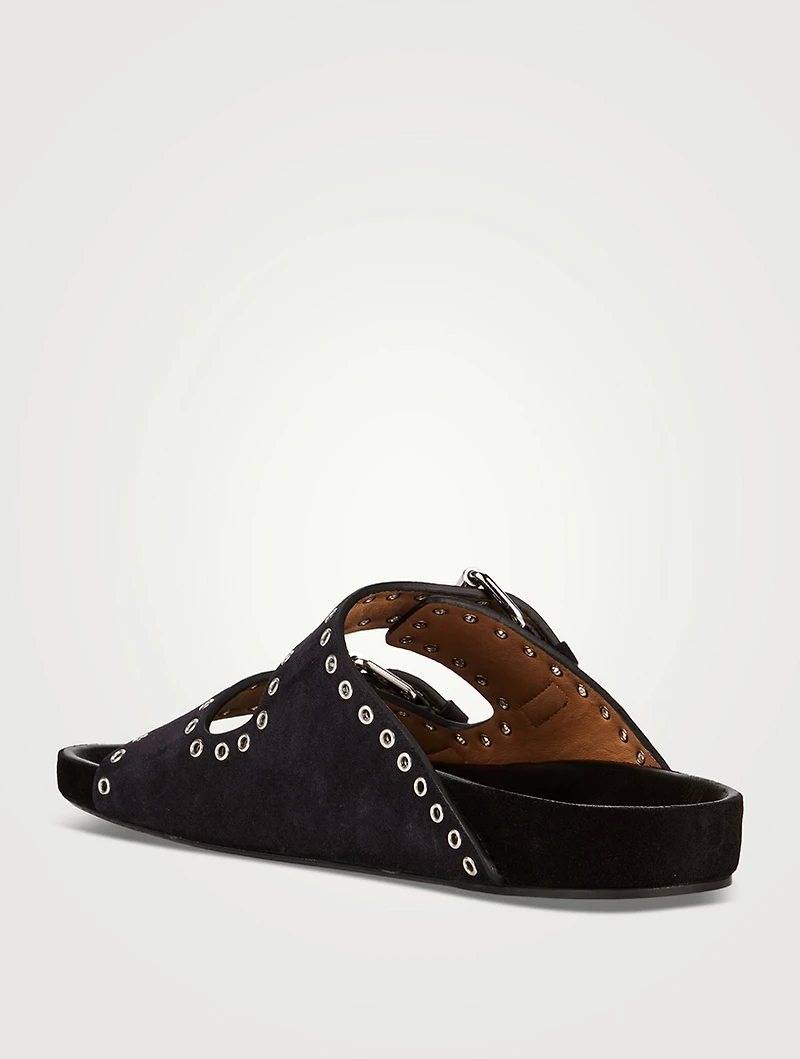 Lennyo Grommet Suede Slide Sandals