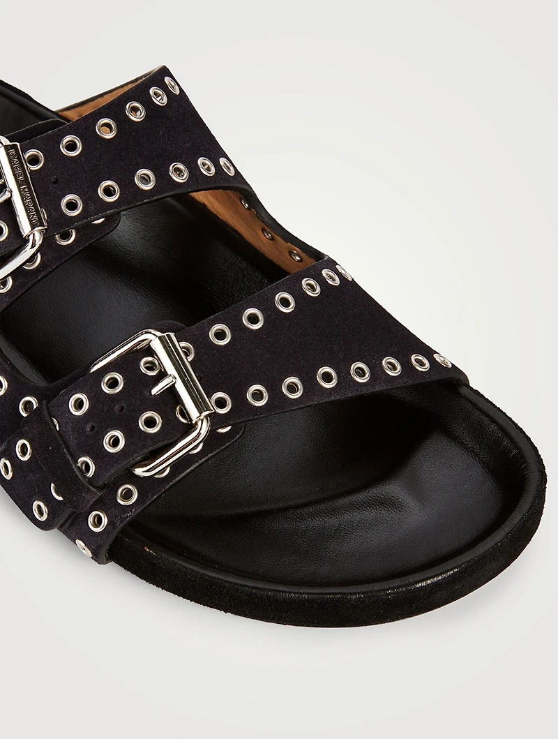 Lennyo Grommet Suede Slide Sandals