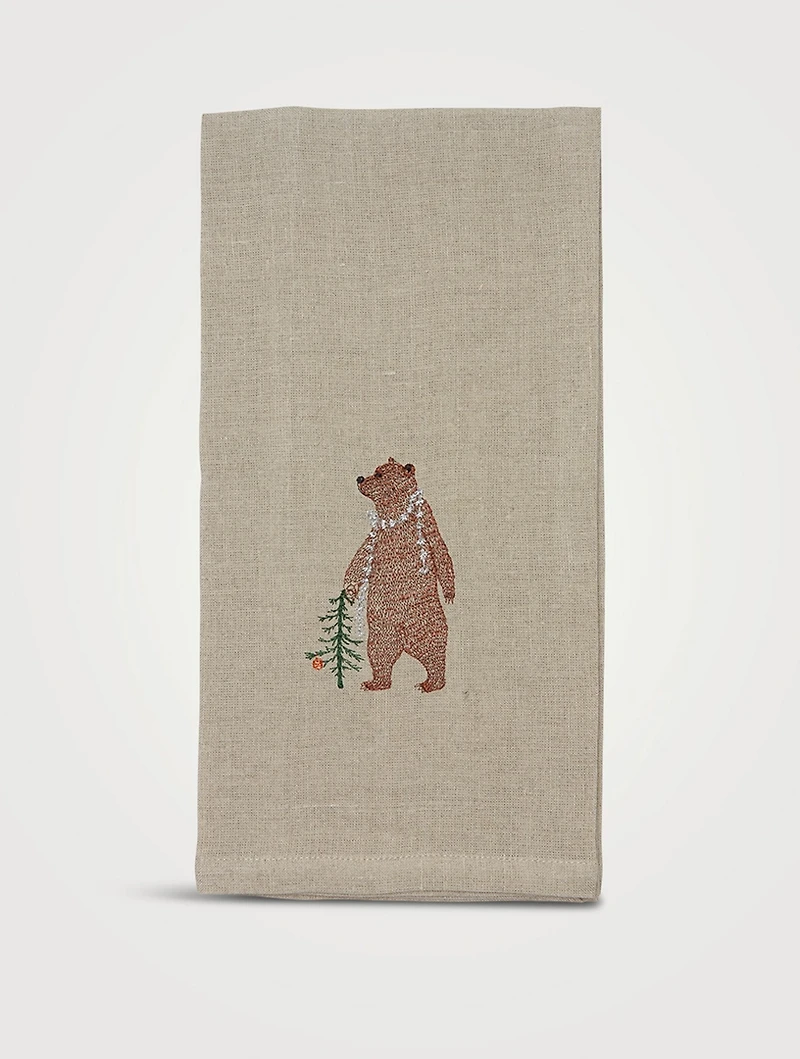 Bear With Tinsel Tea Towel