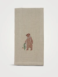 Bear With Tinsel Tea Towel