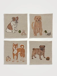 Set Of Four Dogs And Toys Cocktail Napkins