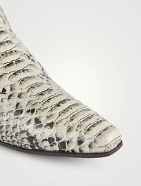 Snakeskin-Embossed Leather Ankle Boots