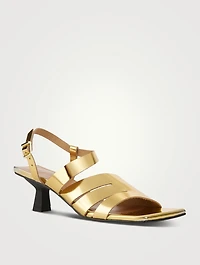 Metallic Leather Slingback Sandals