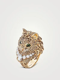 Wladimir 18K Gold Cat Ring With Diamonds
