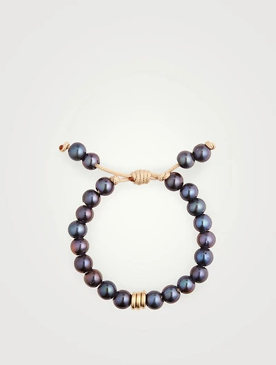 El Mar Beaded Black Pearl And 14K Gold Bracelet
