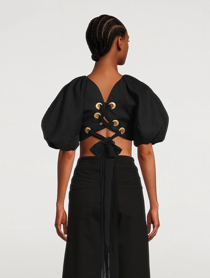 Admiration Lace-Up Blouse