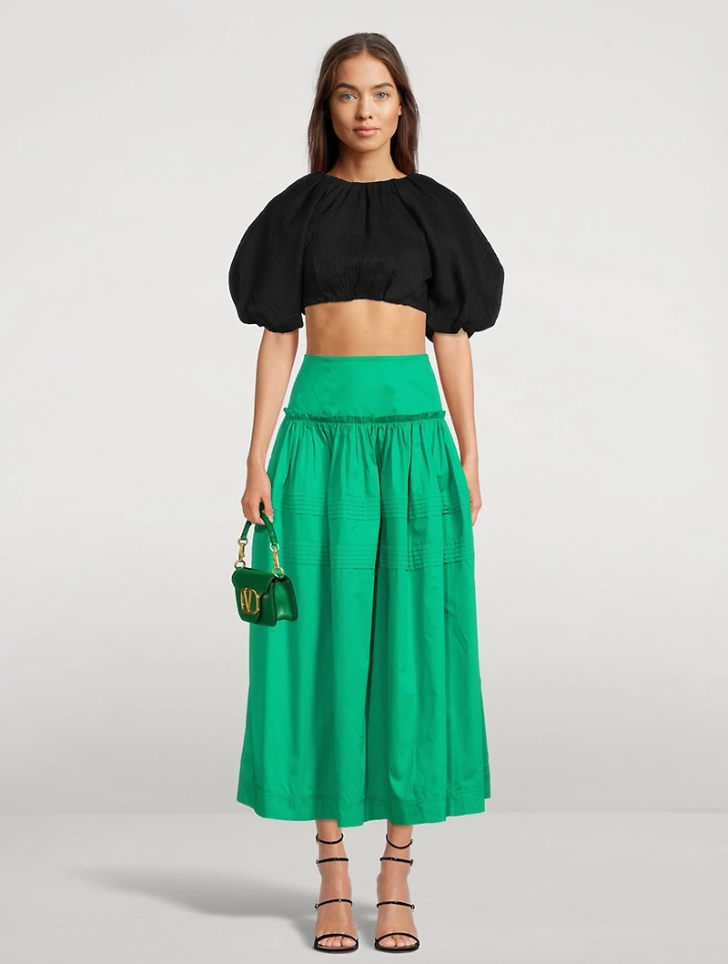Poised Tucked Midi Skirt