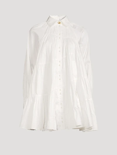 Cascade Smocked Shirt Dress