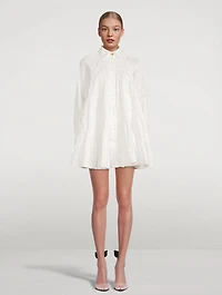 Cascade Smocked Shirt Dress