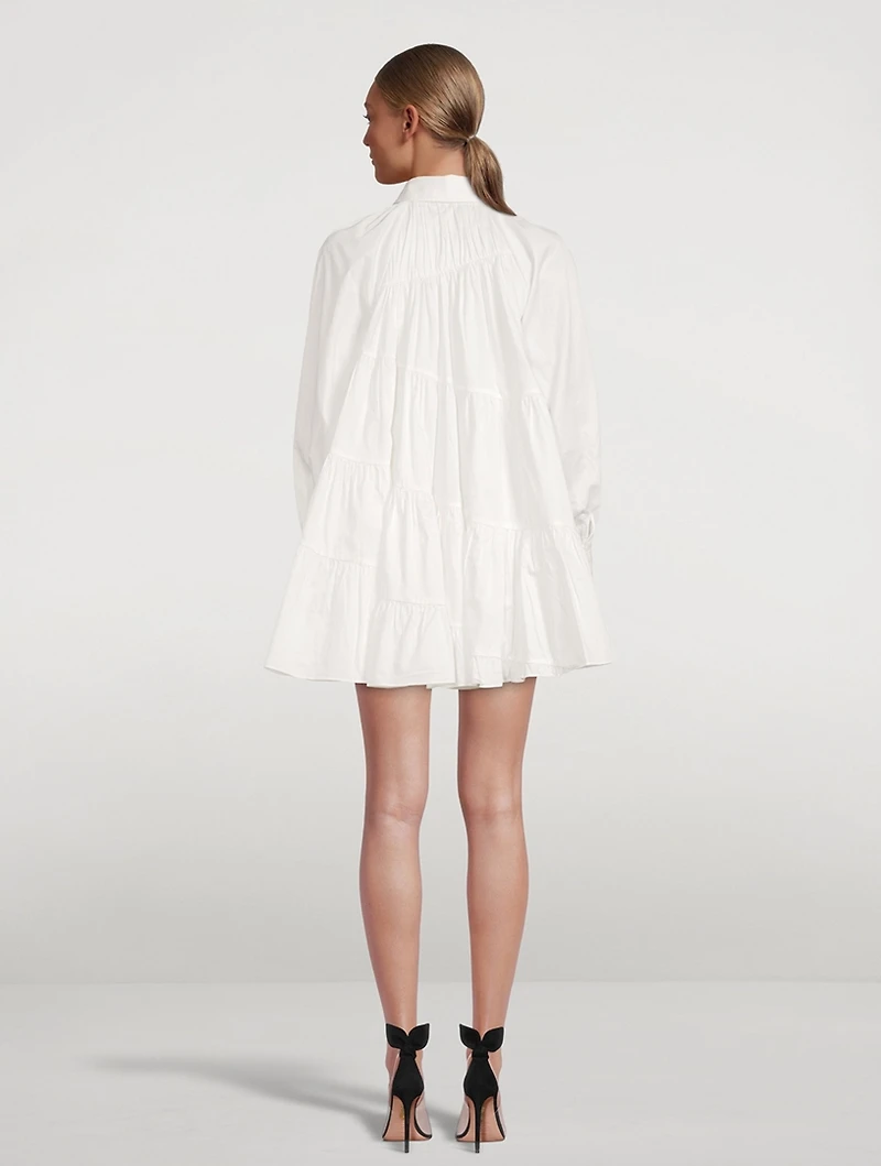 Cascade Smocked Shirt Dress