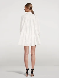 Cascade Smocked Shirt Dress