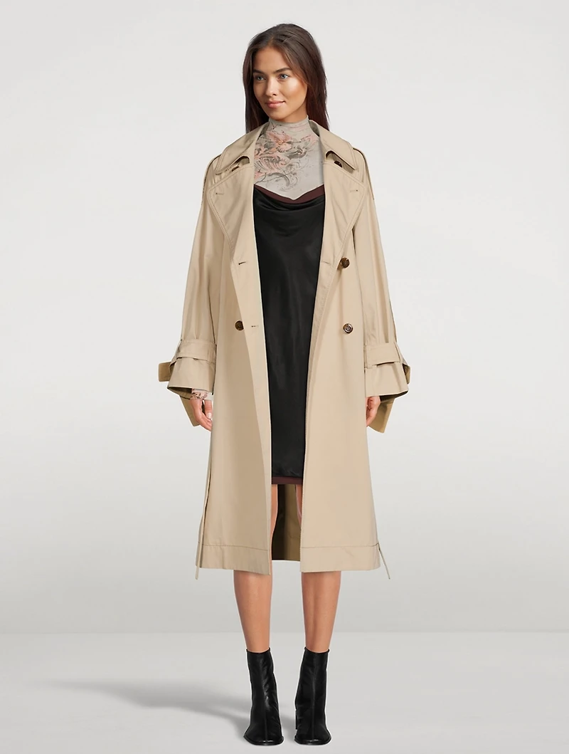 Two-Tone Belted Trench Coat