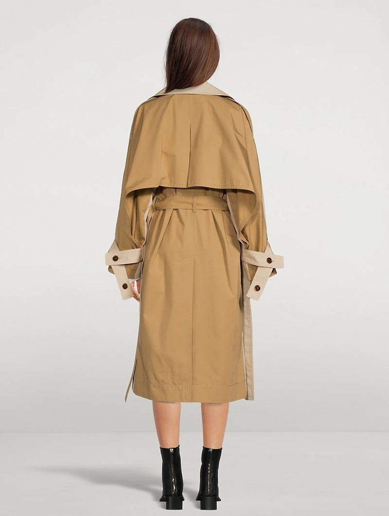 Two-Tone Belted Trench Coat