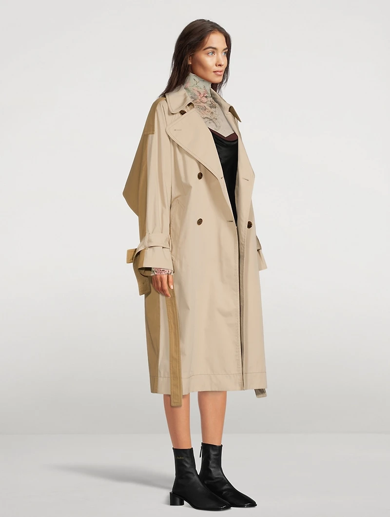 Two-Tone Belted Trench Coat