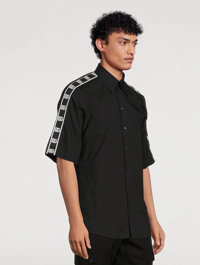 Cotton Shirt With Branded Bands