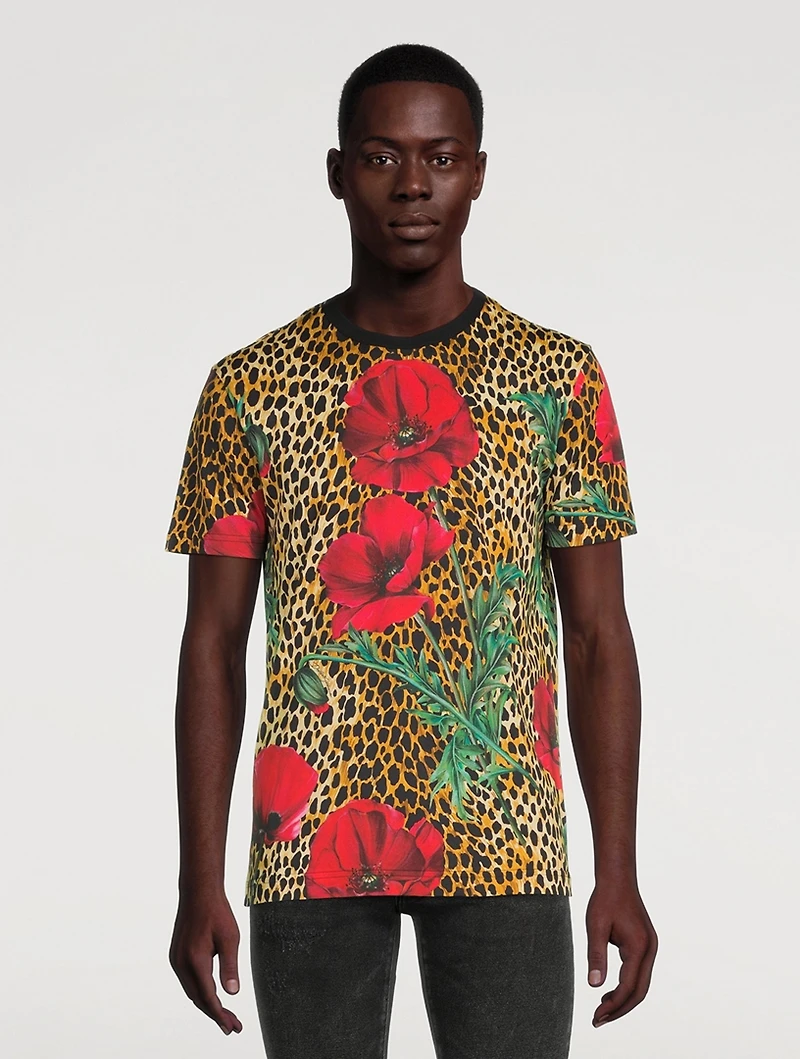 Cotton T-Shirt Poppy Print