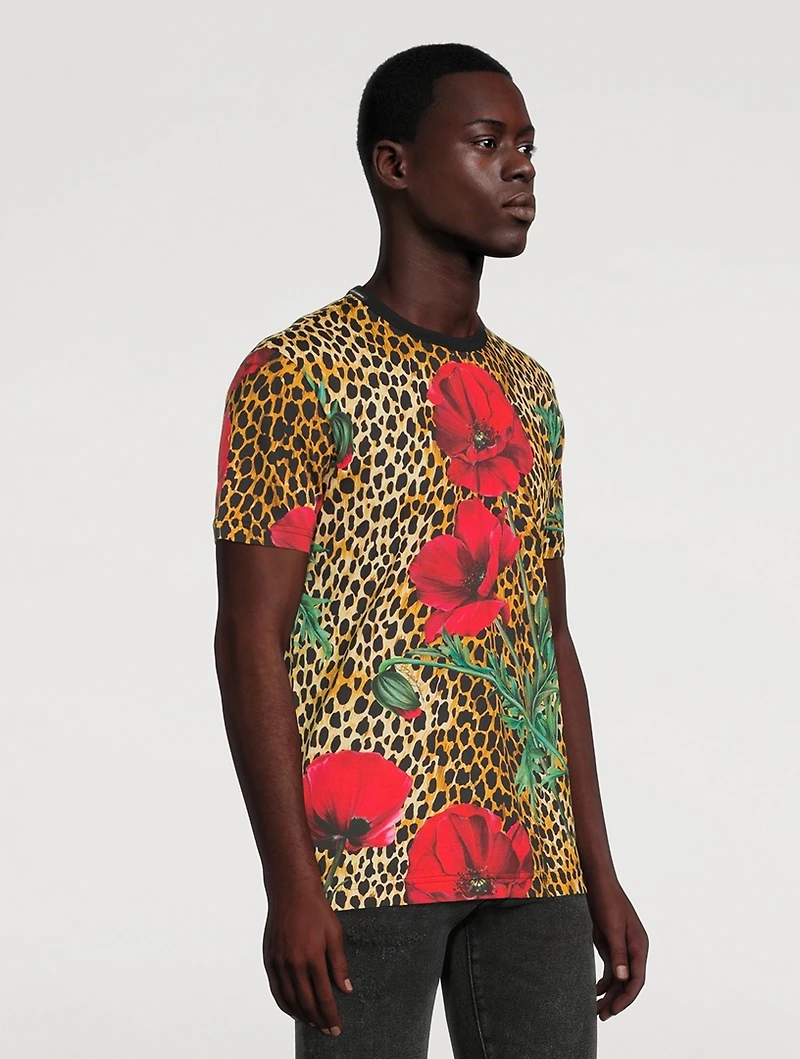 Cotton T-Shirt Poppy Print
