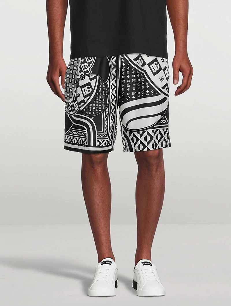 Silk Twill Jogging Shorts Bandana Print