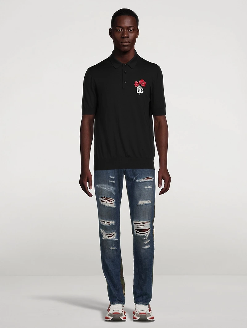 Wool Polo Shirt With DG Embroidery