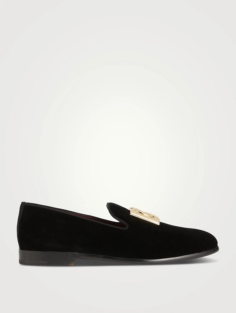 Velvet Loafers With Logo