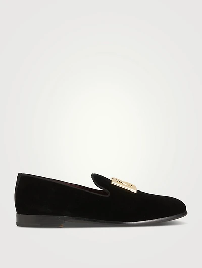 Velvet Loafers With Logo
