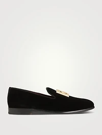 Velvet Loafers With Logo